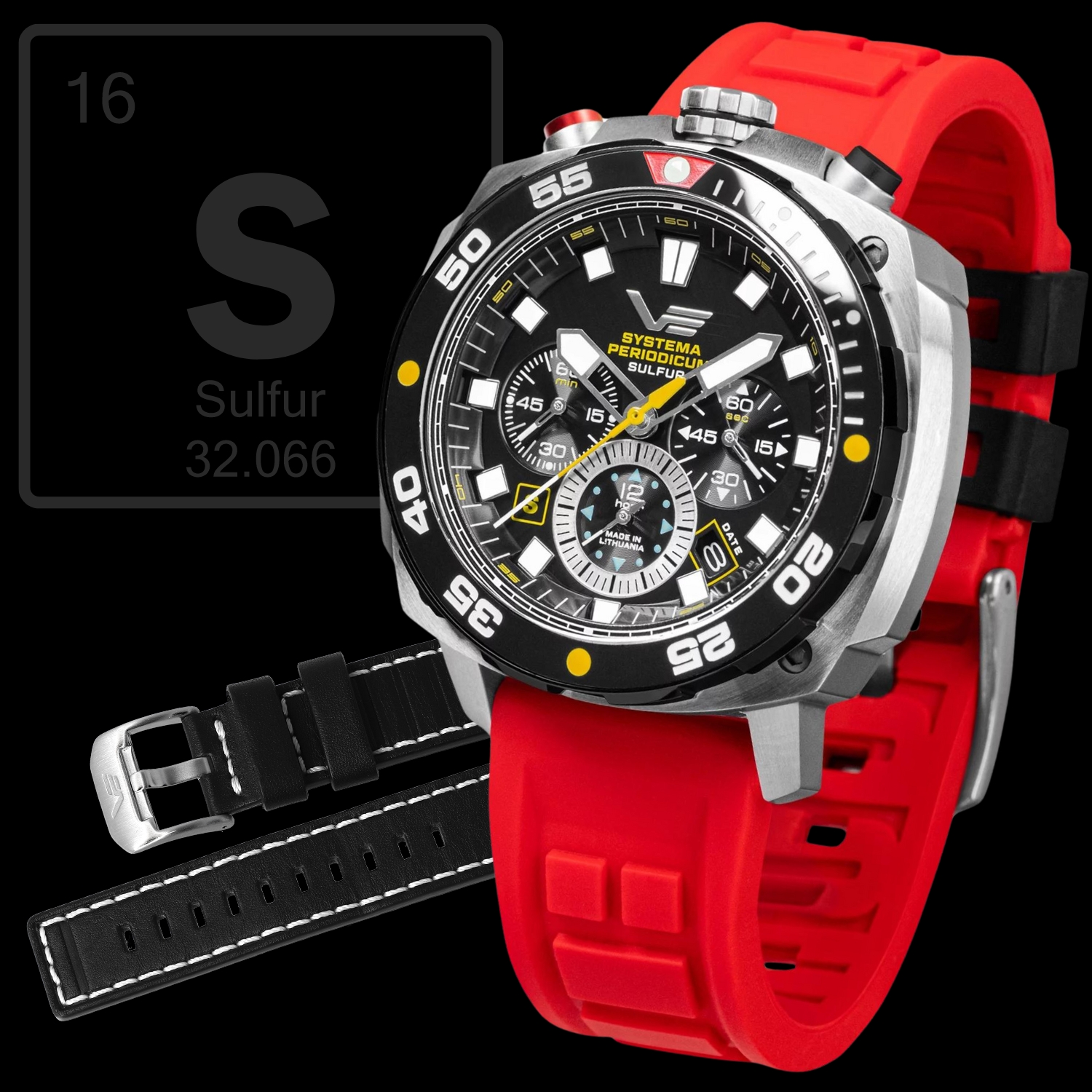 Zegarek Vostok Europe VK67-650E725SR Systema Periodicum Sulfur męski 